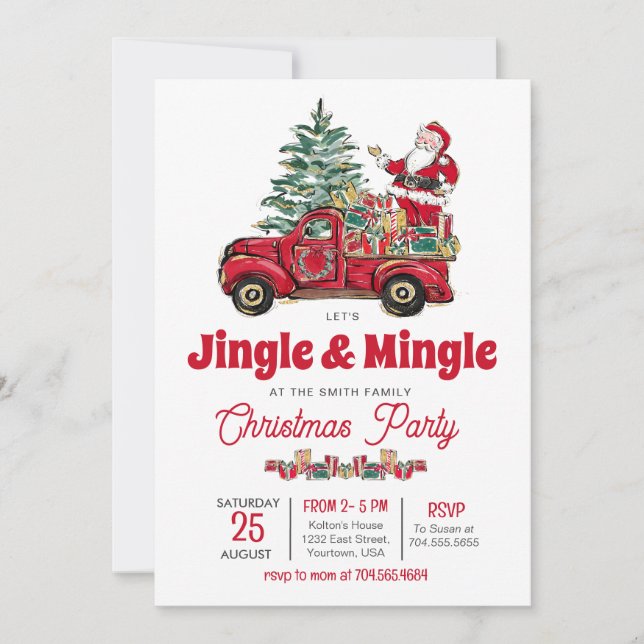 Jingle and Mingle Christmas Party Invitation  (Front)