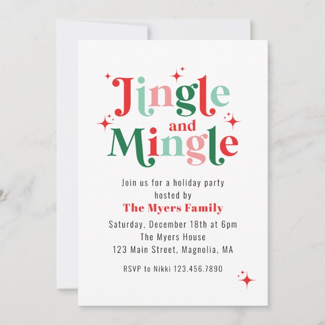 Jingle and Mingle Christmas Party Invitation (Front)