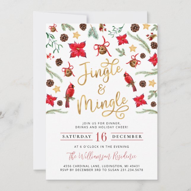 Jingle and Mingle Christmas Party Invitation (Front)