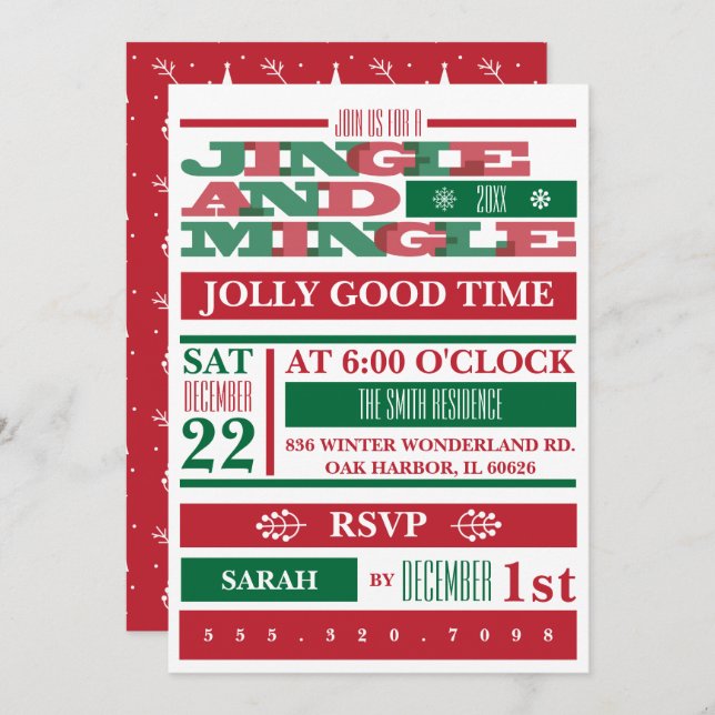 Jingle And Mingle Christmas Party Invitation (Front/Back)