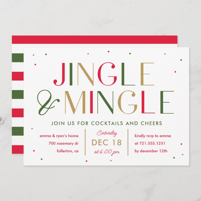 Jingle and Mingle Christmas Party Invitation (Front/Back)