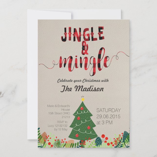 Jingle and Mingle Christmas Party Invitation (Front)