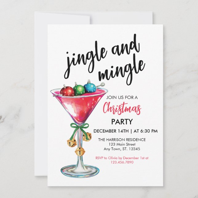 Jingle and Mingle Christmas Party Invitation (Front)