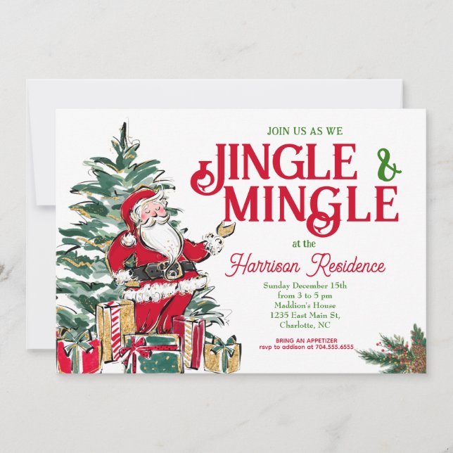 Jingle and Mingle Christmas Party Invite (Front)