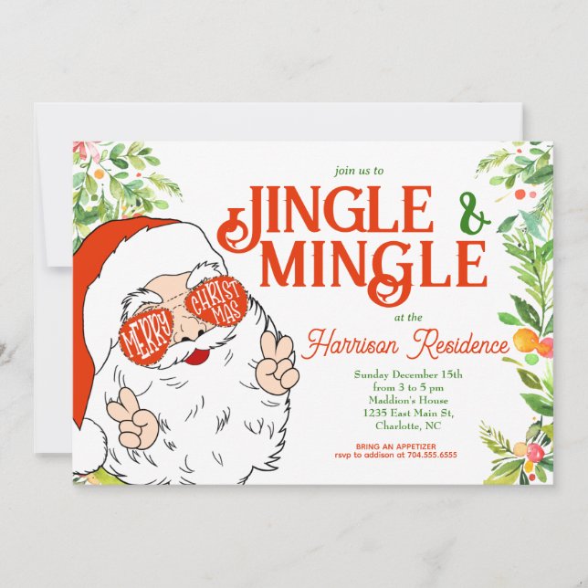 Jingle and Mingle Christmas Party Invite (Front)