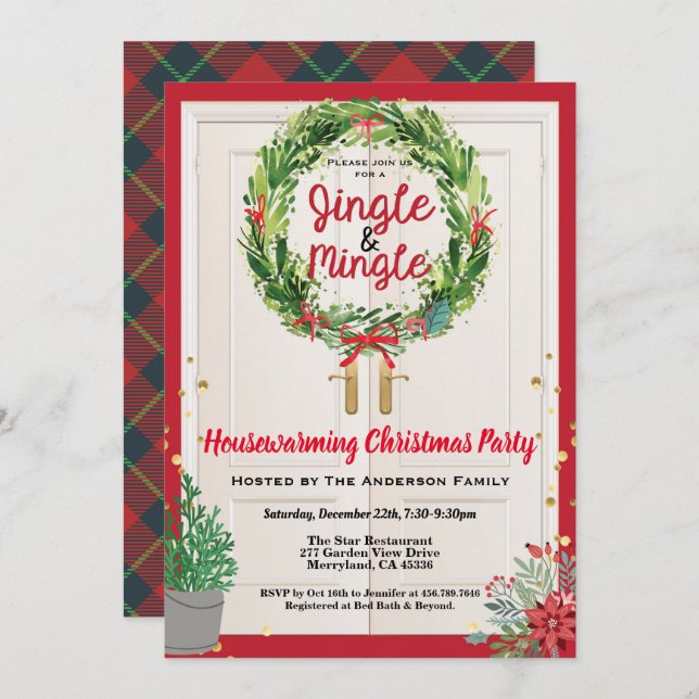 Jingle and Mingle Christmas Party open house Invitation (Front/Back)