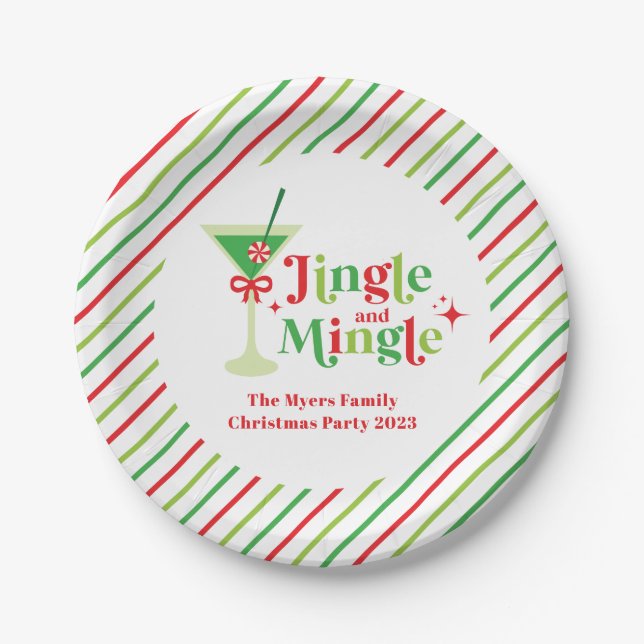 Jingle and Mingle Christmas Party Paper Plate (Front)