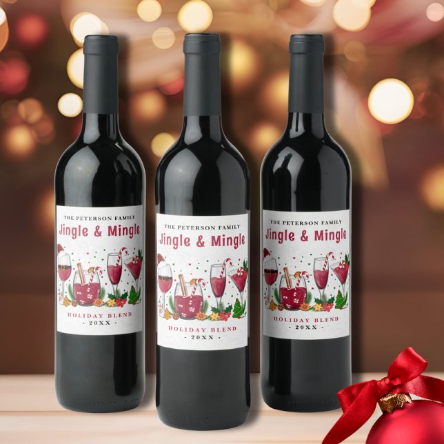 Jingle and Mingle Christmas Party Wine Label (Creator Uploaded)