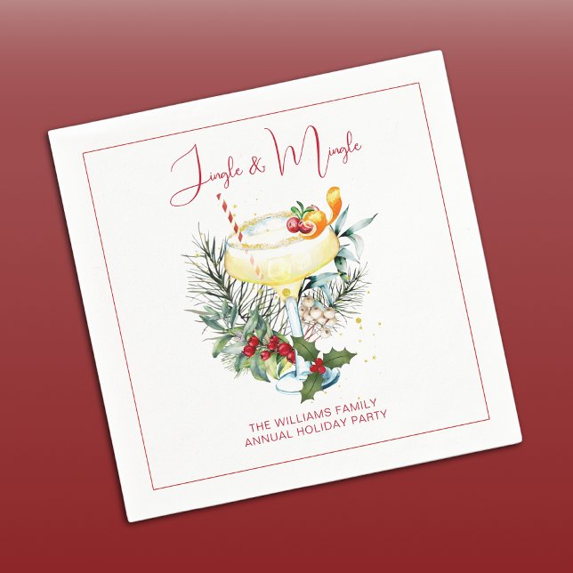 Jingle and Mingle Cocktail Holiday Party  Napkin (Creator Uploaded)