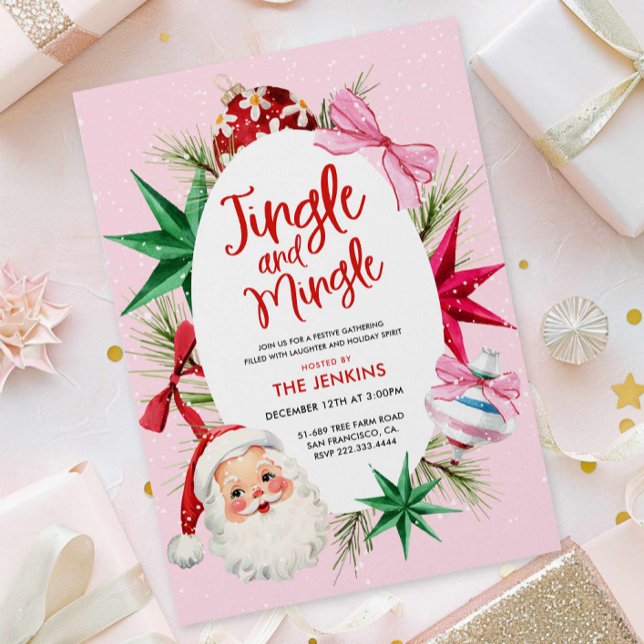 Jingle and Mingle Colourful Christmas Party Invitation (Jingle and Mingle Christmas Party Invitation)
