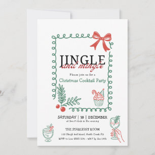 Jingle and mingle doodle christmas cocktail party invitation