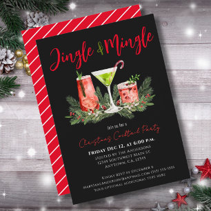 Jingle and Mingle Elegant Christmas Cocktail Party Invitation