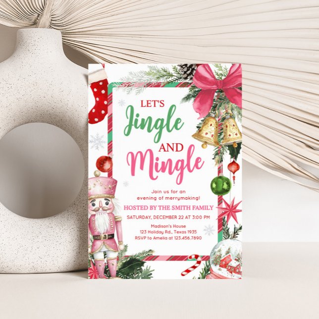 Jingle and Mingle Festive Holiday Christmas Party Invitation (Festive Jingle and Mingle Christmas Party Invitation )