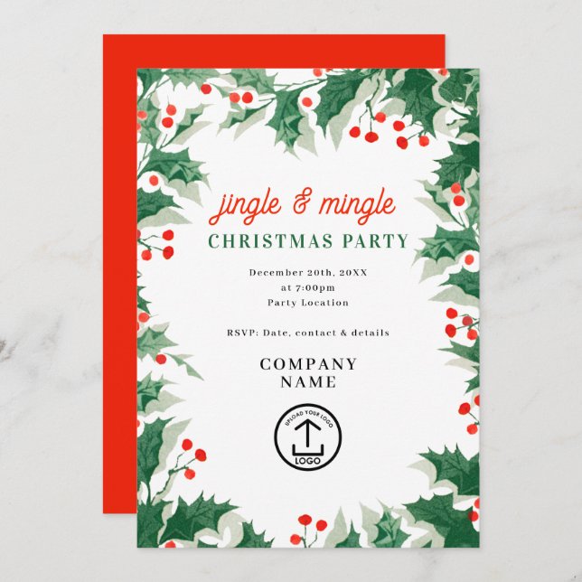 Jingle and Mingle Holiday Business Christmas Party Invitation (Front/Back)