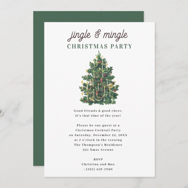 Jingle and Mingle Holiday Christmas Party Invitation (Front/Back)
