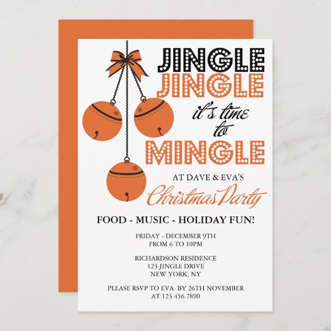 Jingle and Mingle Holiday/Christmas Party Invitation (Front/Back)