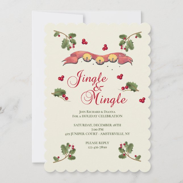 Jingle and Mingle Holiday Party Invitation (Front)