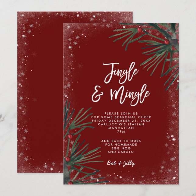jingle and mingle holiday party invitation (Front/Back)