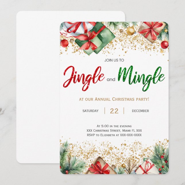 Jingle And Mingle Holiday Party Invitation (Front/Back)
