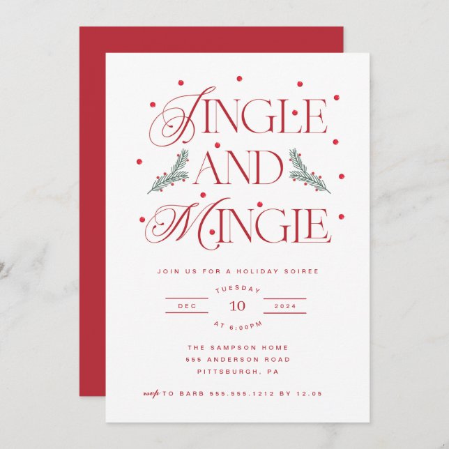 Jingle and Mingle Holiday Party Invitation (Front/Back)