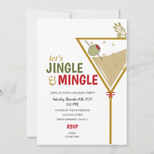 Jingle and Mingle Holiday Party Invitation Modern (Front)