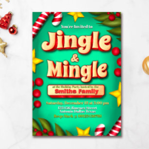 Jingle and Mingle Holiday - Turquoise  Invitation