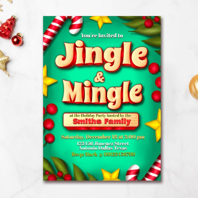 Jingle and Mingle Holiday - Turquoise  Invitation (Creator Uploaded)