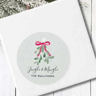 Jingle And MIngle Mistletoe Green Christmas Favour Tags