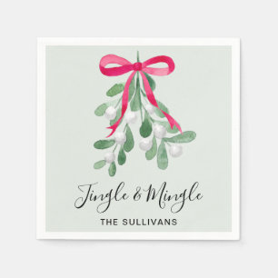 Jingle And Mingle Mistletoe Green Christmas Napkin