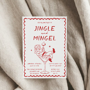 Jingle and Mingle Retro Christmas Cocktail Party Invitation