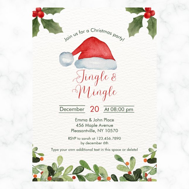 Jingle and Mingle Watercolor Party Invitation (Creator Uploaded)