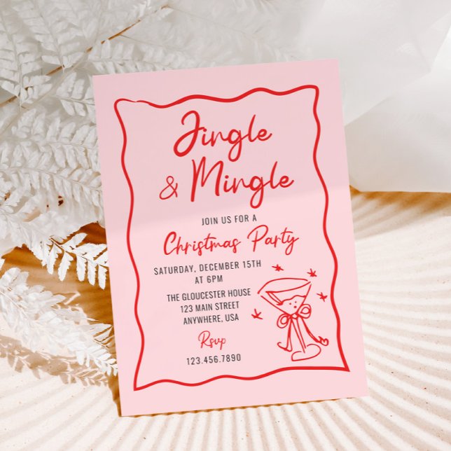 Jingle and Mingle Whimsical Christmas Party Invitation (Creator Uploaded)
