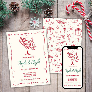 Jingle and Mingle Whimsical Santa Christmas Party Invitation
