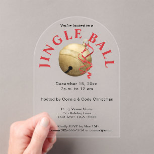 JINGLE BALL, ELEGANT ACRYLIC HOLIDAY INVITATION