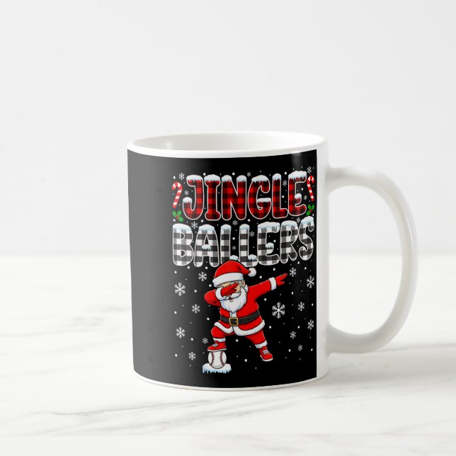Jingle Ballers Plaid Santa Dabbing Baseball Christ Coffee Mug (Right)
