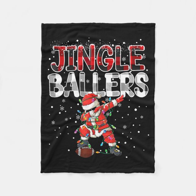 Jingle Ballers Santa Football Christmas Soccer Pla Fleece Blanket (Front)