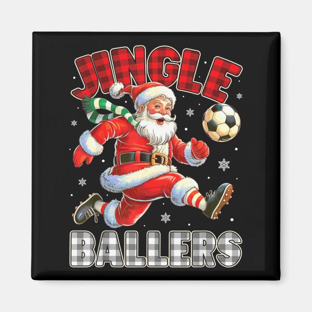 Jingle Ballers Santa Football Christmas Soccer Pla Magnet (Front)