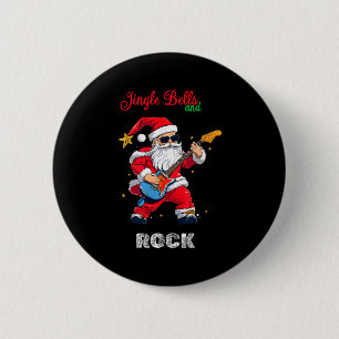 Jingle Bell And Rock Christmas Santa Rolling Playi 6 Cm Round Badge