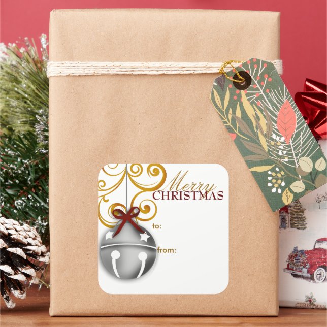 Jingle Bell Christmas Gift Tag Sticker (Holiday)