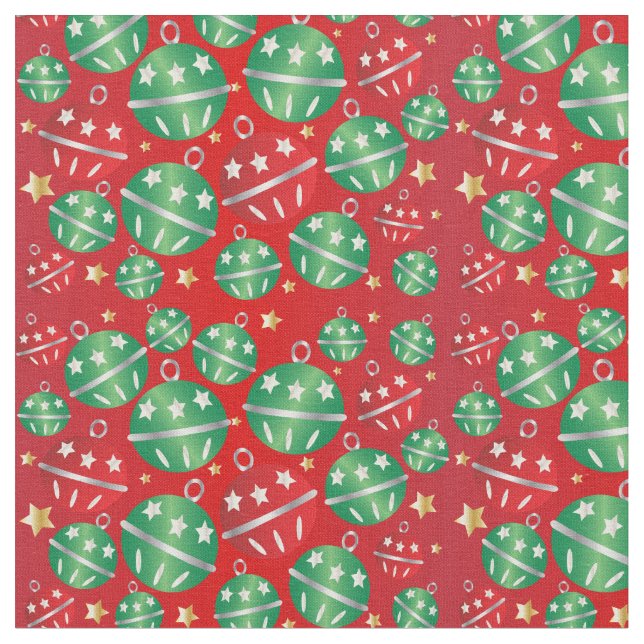 Jingle Bell Christmas Ornament Pattern Fabric (Close Up)