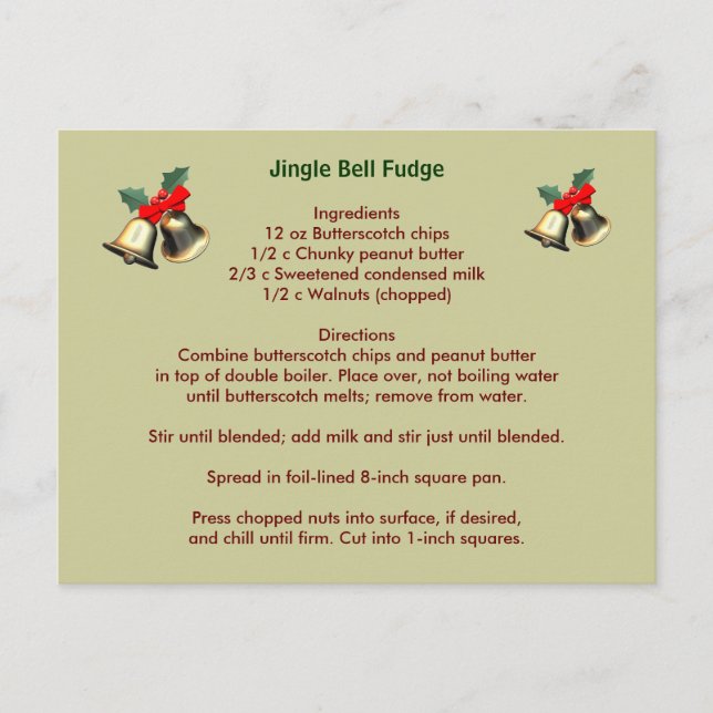 Jingle Bell Fudge Postcard (Front)