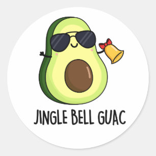 Jingle Bell Guac Funny Avocado Pun  Classic Round Sticker