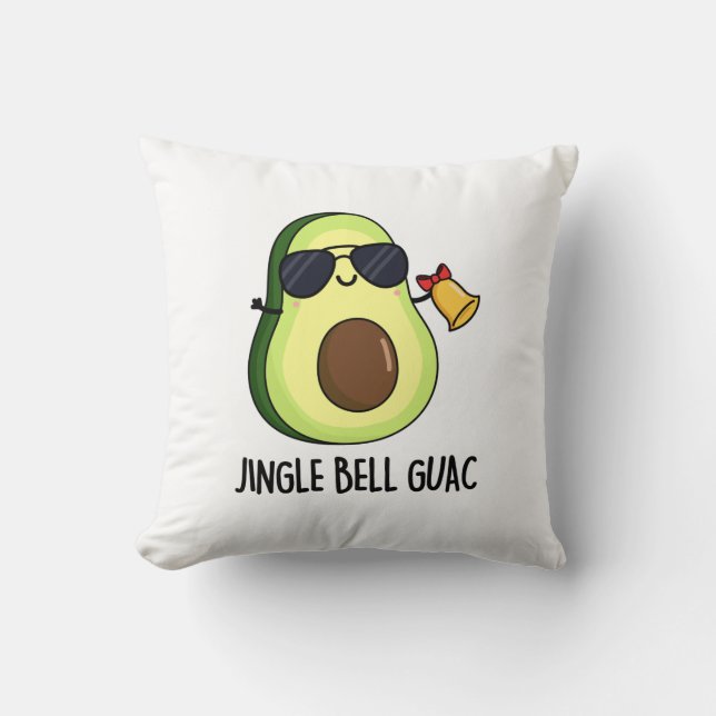 Jingle Bell Guac Funny Avocado Pun  Cushion (Front)