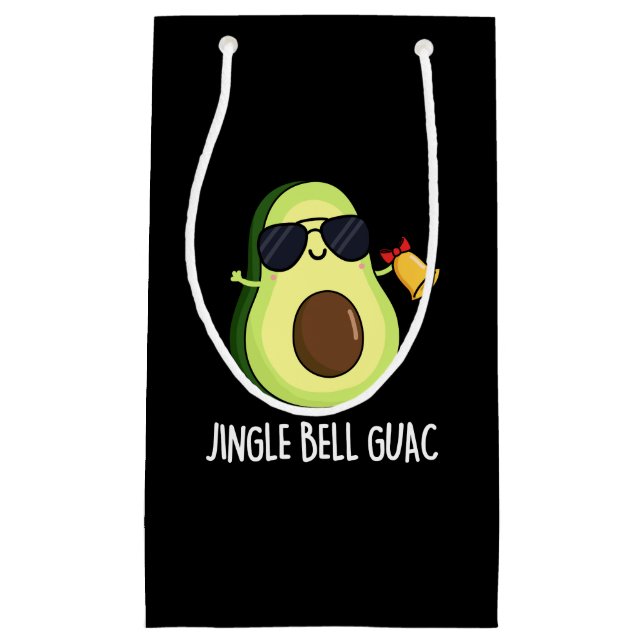 Jingle Bell Guac Funny Avocado Pun Dark BG Small Gift Bag (Front)