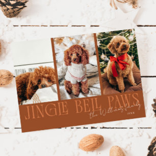Jingle Bell Paws Christmas Terracotta Dog Photo  Holiday Card