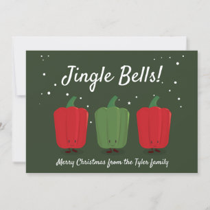 Jingle Bell Pepper Christmas Flat Holiday Card