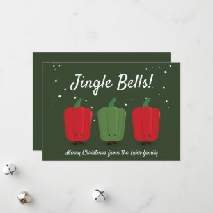 Jingle Bell Peppers Fun Pun Food Cute Christmas Holiday Card