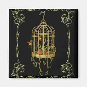 Jingle bell plant birdcage unique whimsical vintag magnet