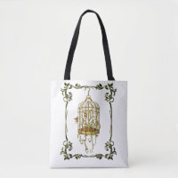 Jingle bell plant in a birdcage art nouveau tote