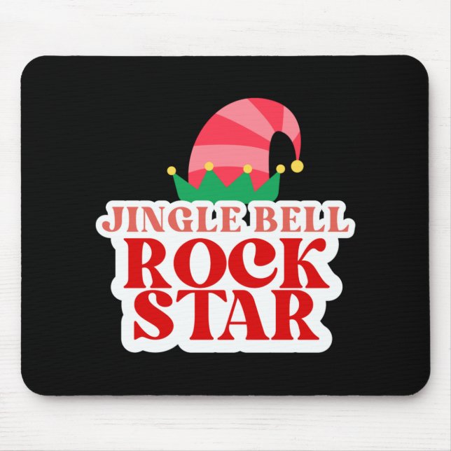 Jingle Bell Rock Star Christmas Girls Jersey T Shi Mouse Pad (Front)